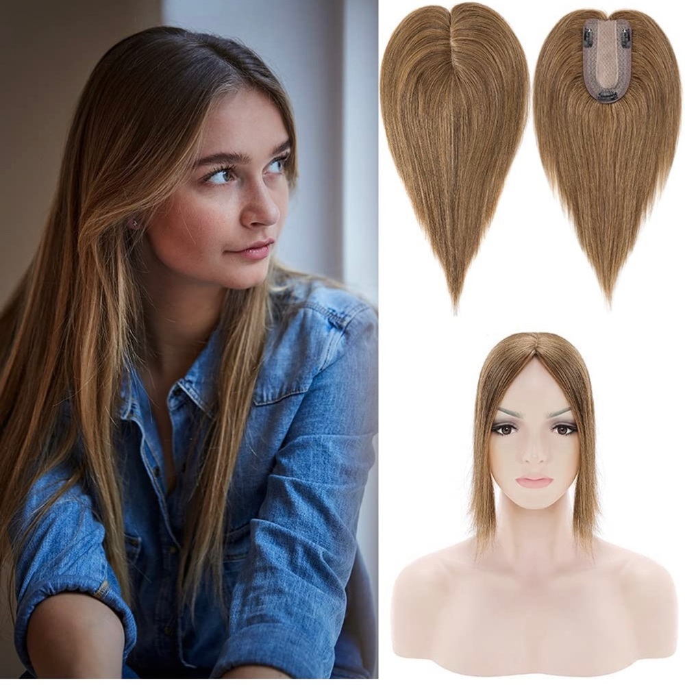 Brand New Remy Human Hair Topper 6 inch Topper Color Light Brown